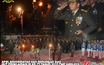 Apel Kehormatan dan Renungan Suci HUT Proklamasi RI Ke-77 Tahun 2022 TMP Giriloyo