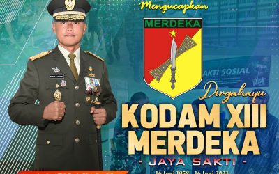 Gubernur Akademi Militer Beserta Persit Kartika Chandra Kirana PC BS Akmil dan Keluarga Besar Akademi Militer Mengucapkan Dirgahayu KODAM XIII MERDEKA “Jaya Sakti”