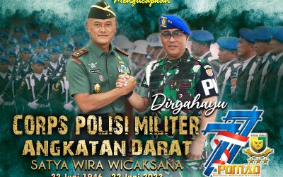 Gubernur Akademi Militer Beserta Persit Kartika Chandra Kirana PCBS Akmil dan Keluarga Besar Akademi Militer Mengucapkan Dirgahayu CORPS POLISI MILITER ANGKATAN DARAT “Satya Wira Wicaksana”
