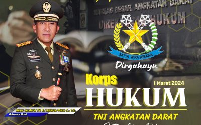 Gubernur Akademi Militer Beserta Persit Kartika Chandra Kirana PCBS Akmil dan Keluarga Besar Akademi Militer Mengucapkan Dirgahayu Korps Hukum TNI Angkatan Darat “Satya Wira Wibawa”.